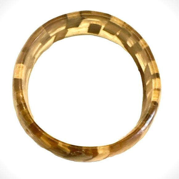 Vintage scalloped wood Dmd resin unique bangle bracelet 3” diameter - Picture 13 of 13